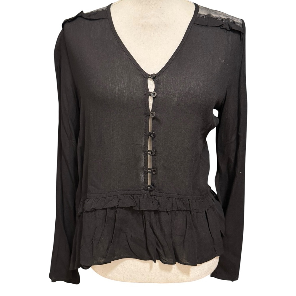 Sophie Rue peplum blouse size M woman’s black new with tags